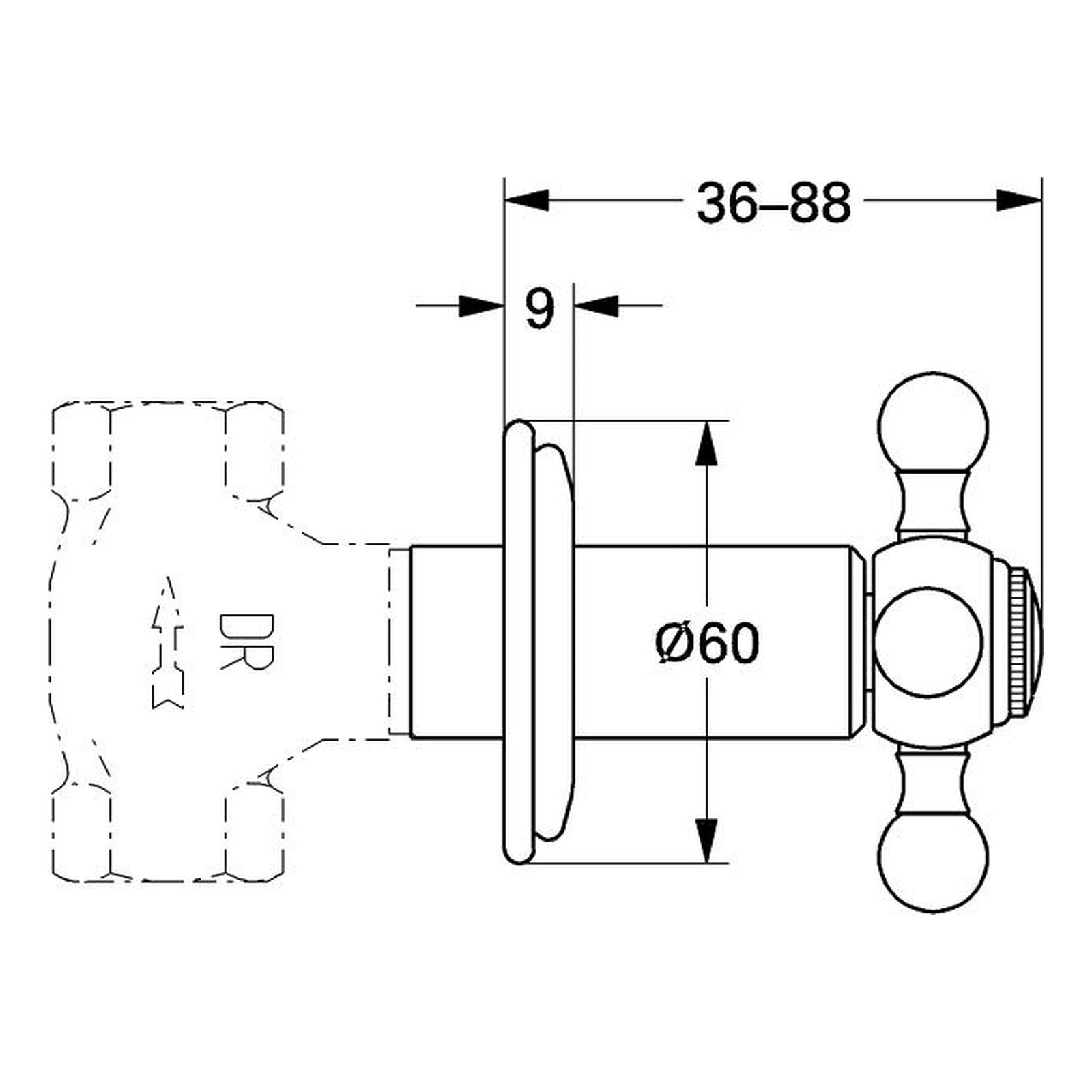 Maattekening Grohe Sinfonia opbouwdeel