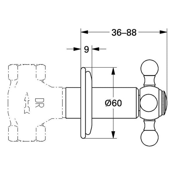 Maattekening Grohe Sinfonia opbouwdeel