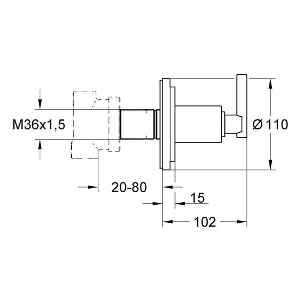 Maattekening Grohe Atrio drieweg-omstelling
