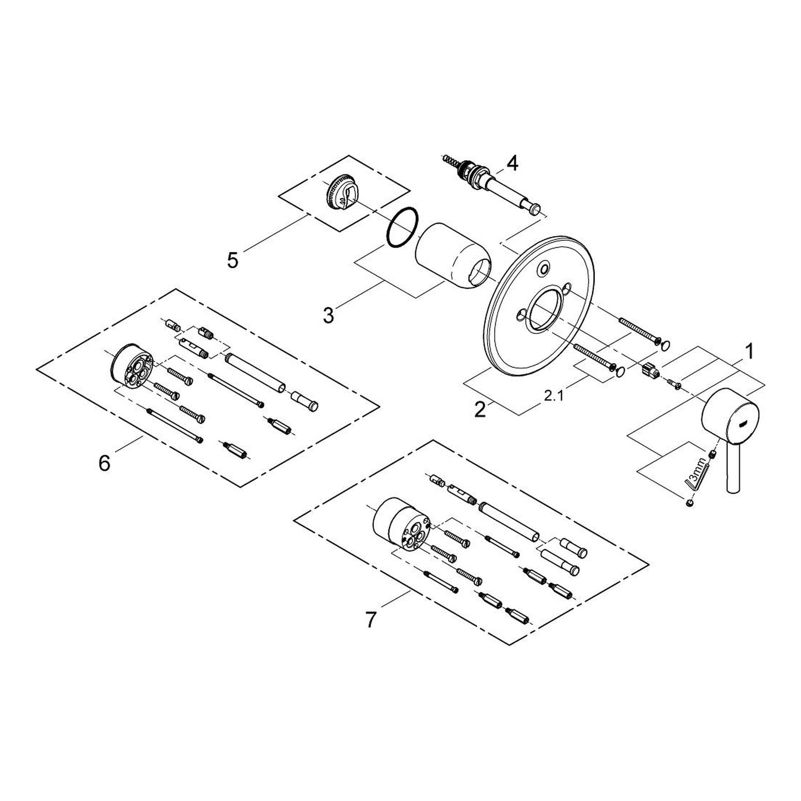 Onderdelentekening Grohe Essence badmengkraan 2005–2014