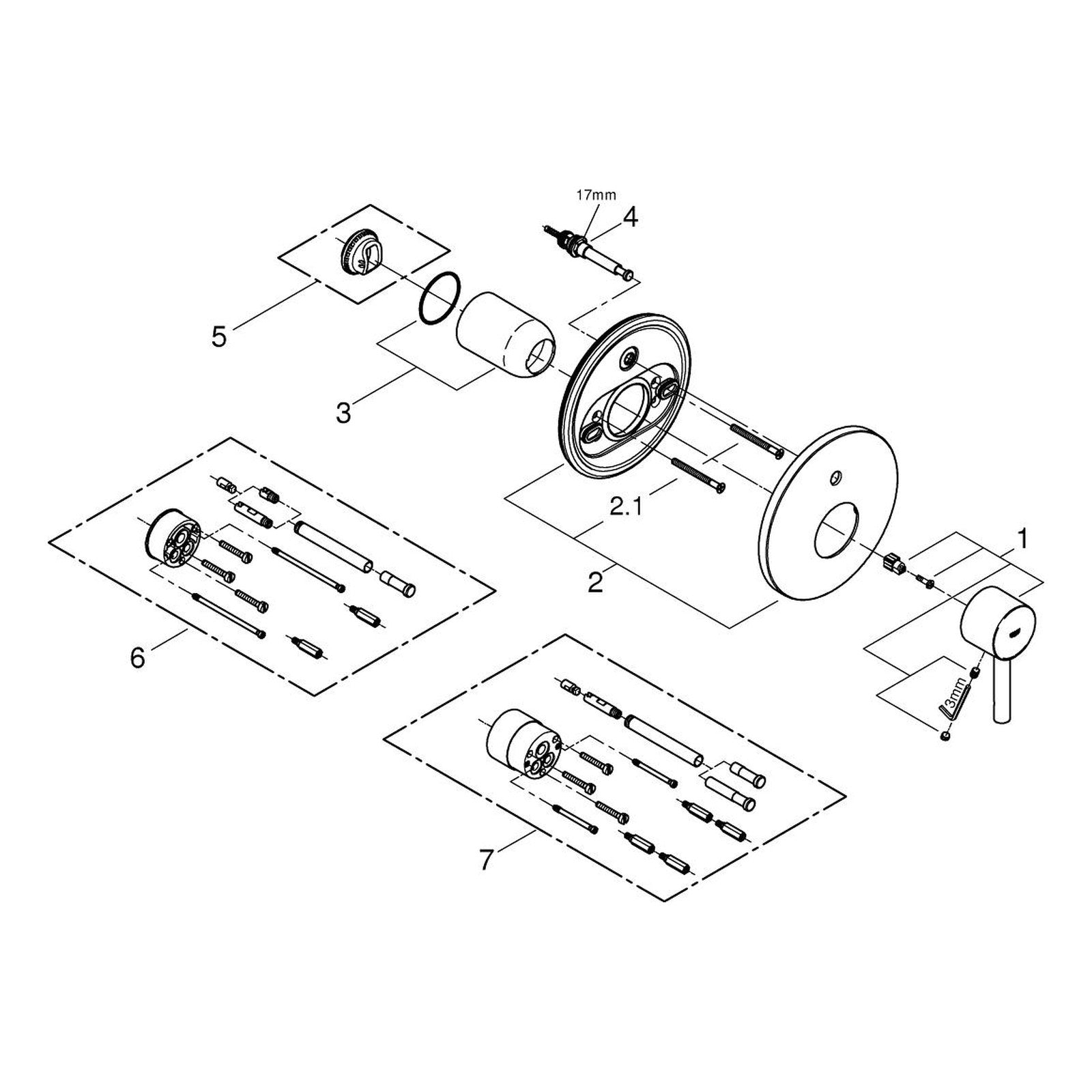 Onderdelentekening Grohe Essence badmengkraan