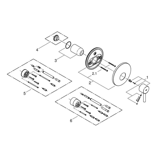 Onderdelentekening Grohe Essence afbouwdeel douchemengkraan