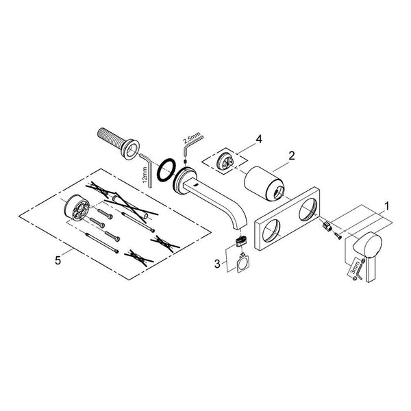 Onderdelentekening Grohe Allure tweegats wastafelmengkraan S-Size