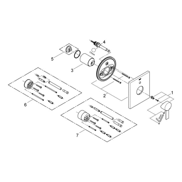 Onderdelentekening Grohe Allure badmengkraan