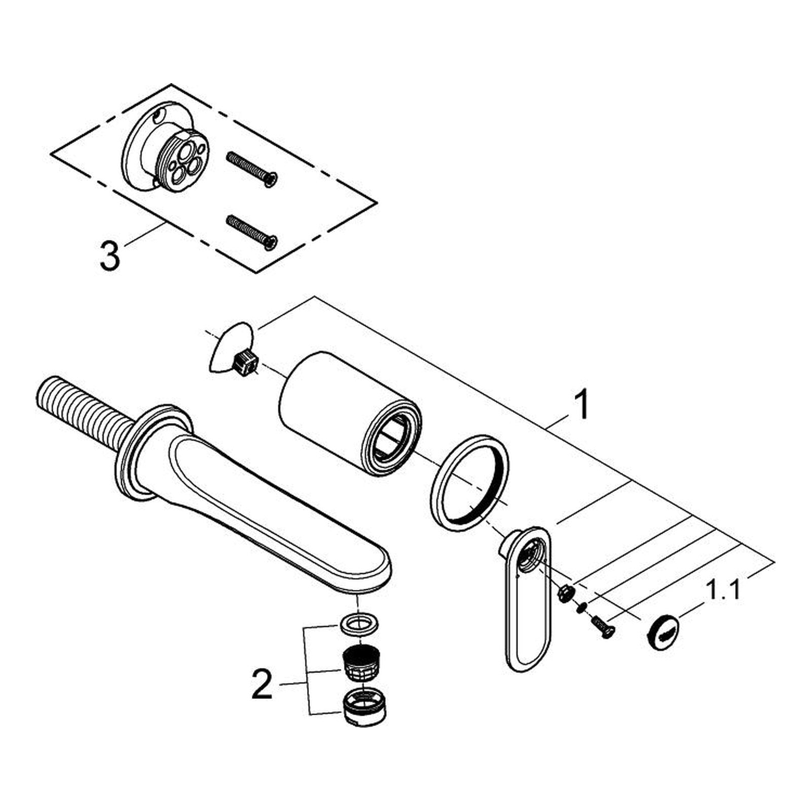 Onderdelentekening Grohe Veris tweegats wastafelmengkraan S-Size