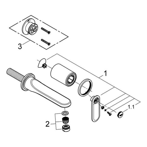 Onderdelentekening Grohe Veris tweegats wastafelmengkraan S-Size