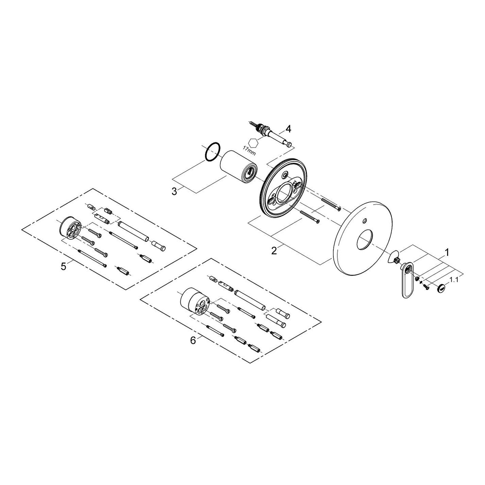 Onderdelentekening Grohe Veris badmengkraan