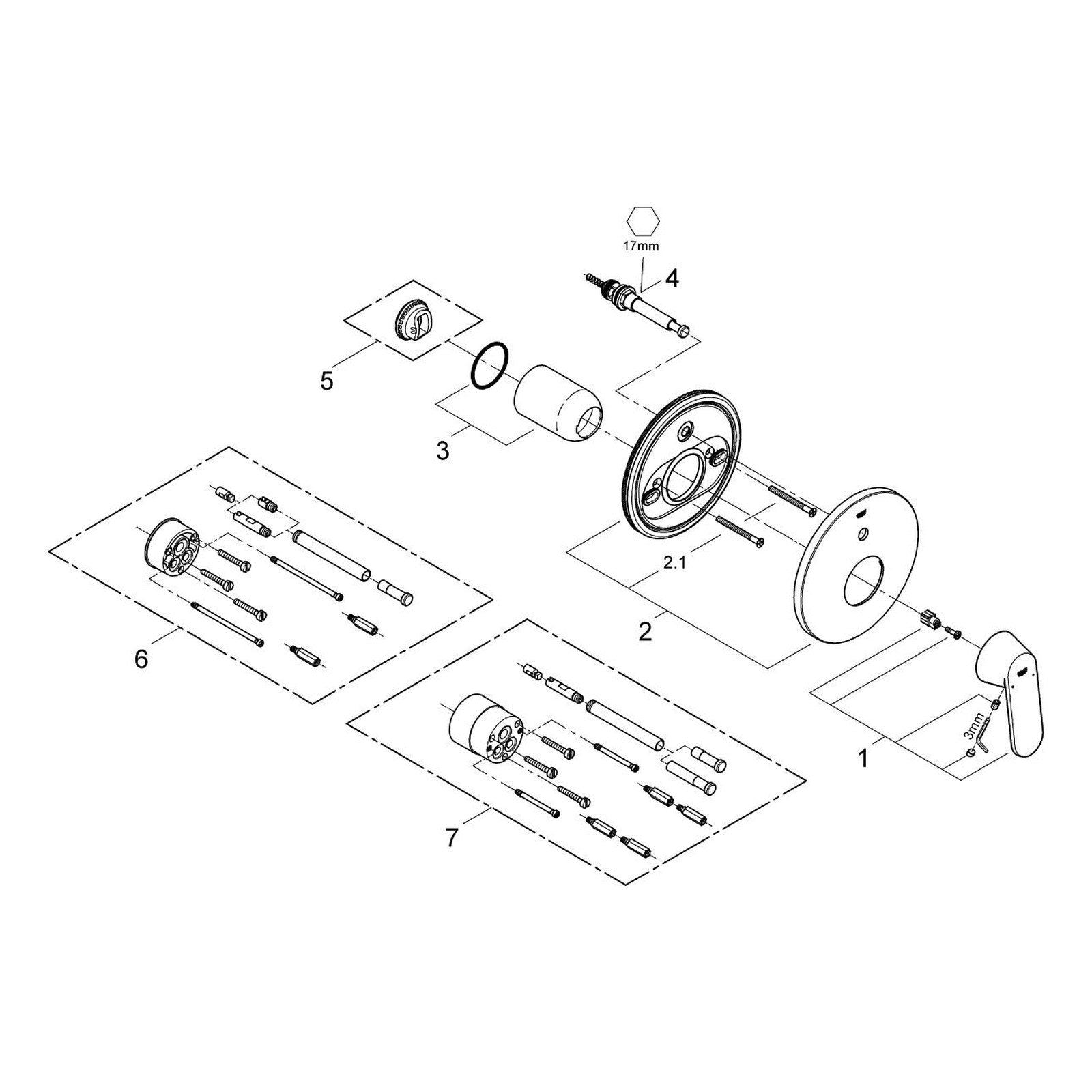 Onderdelentekening Grohe Eurosmart Cosmopolitan badmengkraan 2011–2015