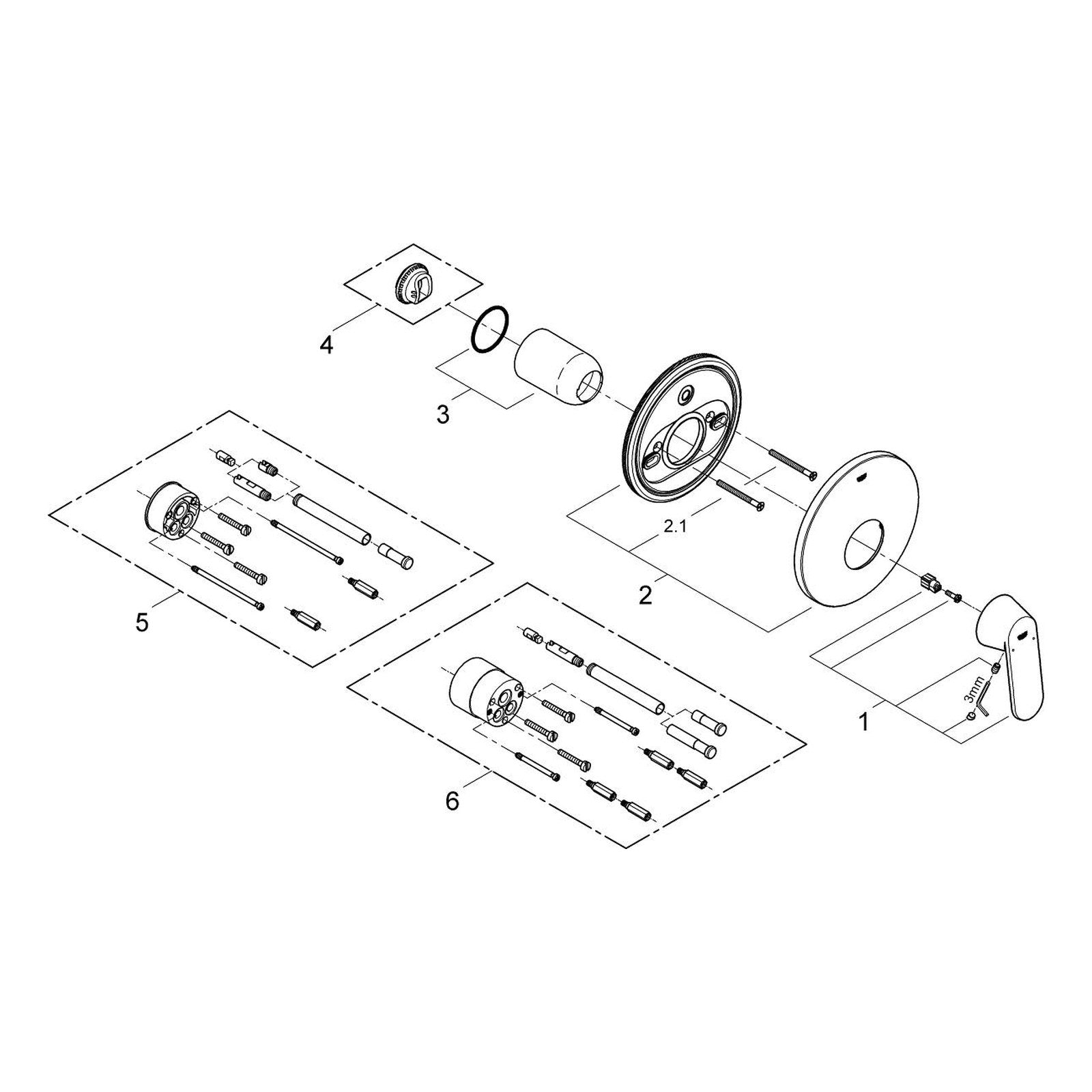 Onderdelentekening Grohe Eurosmart Cosmopolitan douchemengkraan 2009–2015
