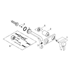 Onderdelentekening Grohe Allure tweegats wastafelmengkraan M-Size