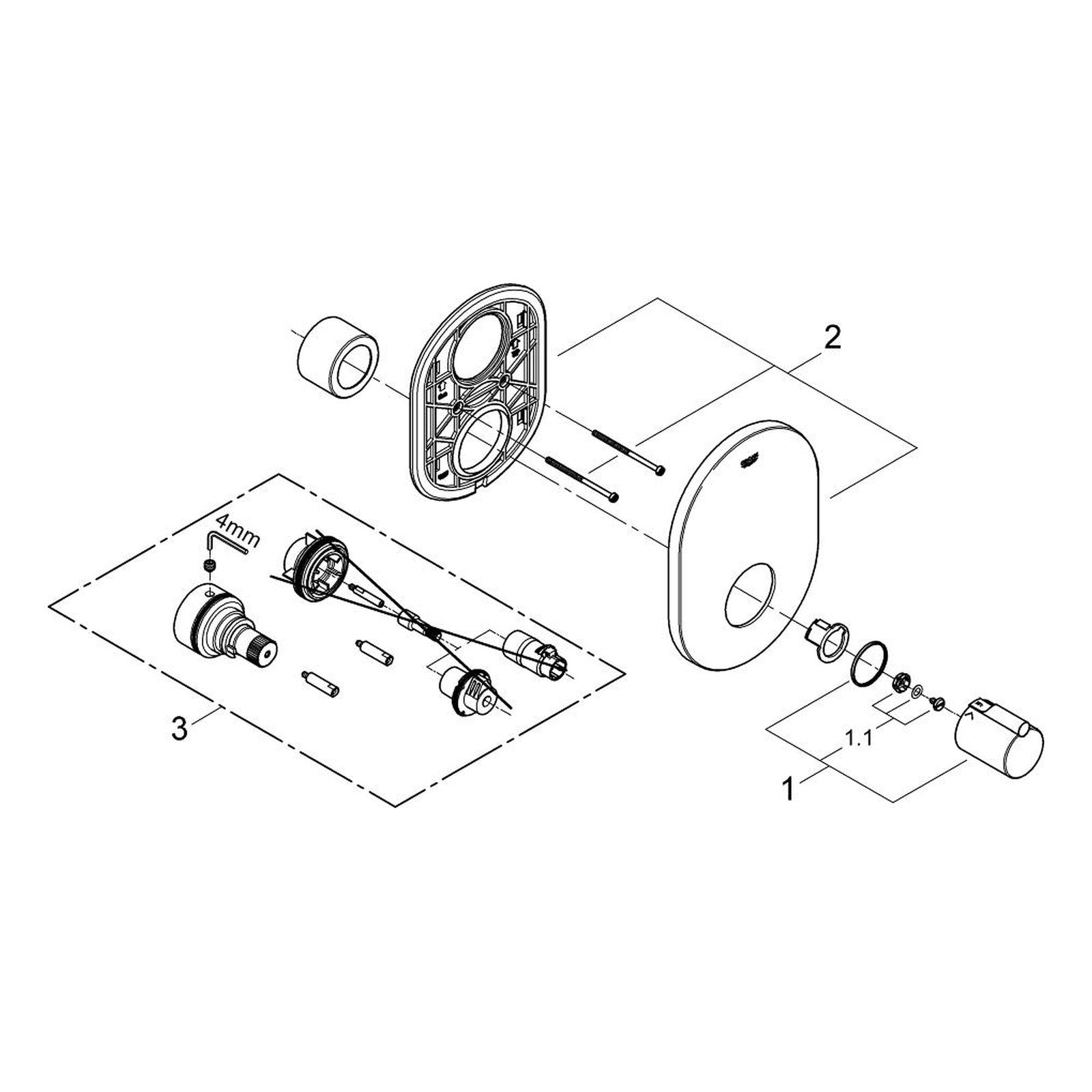 Onderdelentekening Grohe Tenso centraal thermostaat