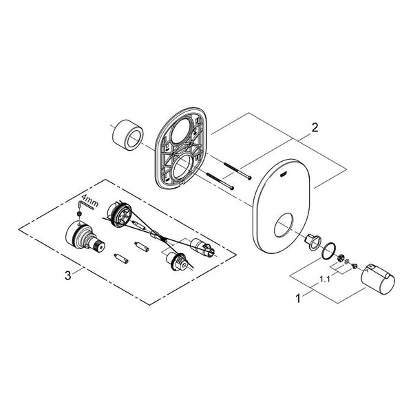 Onderdelentekening Grohe Tenso centraal thermostaat