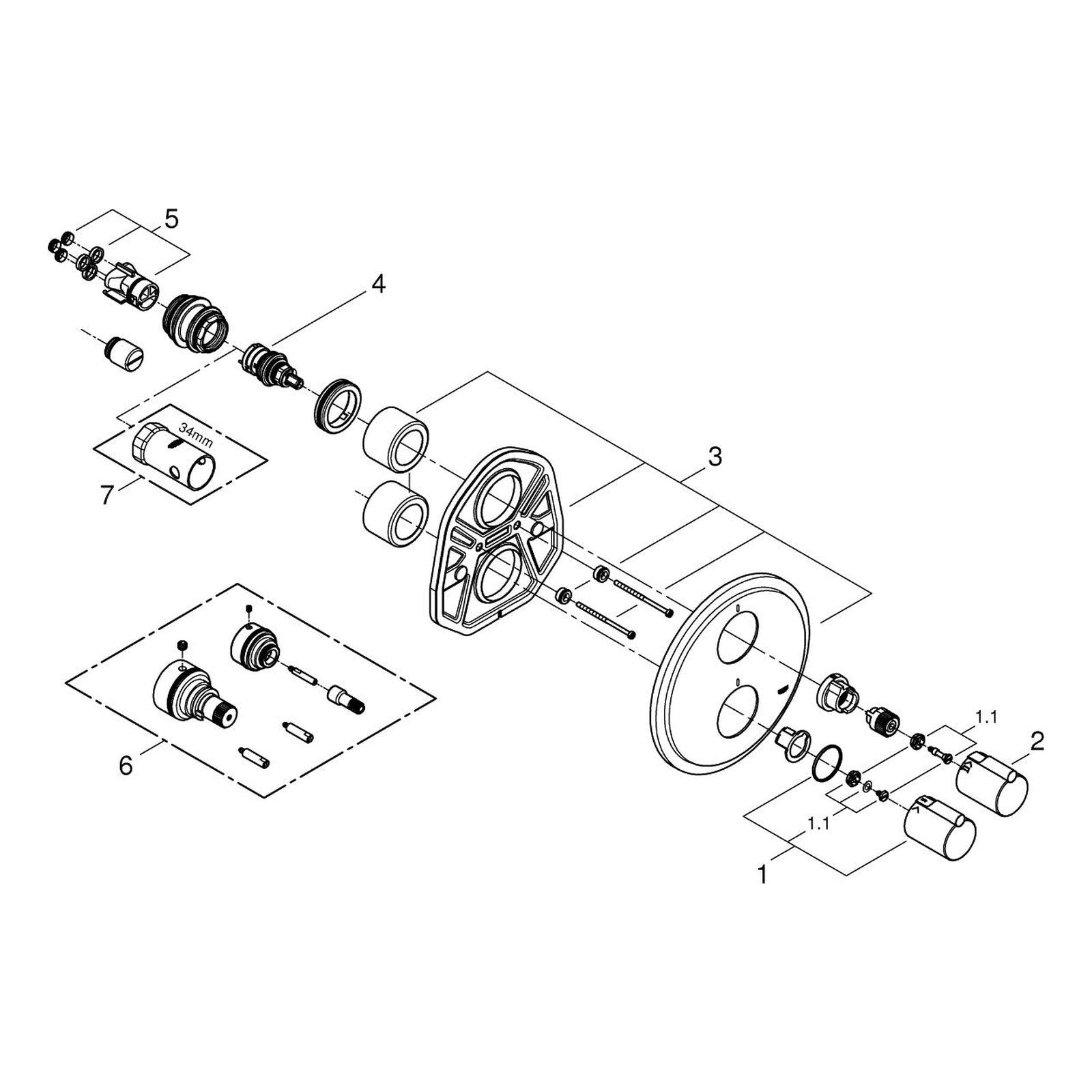 Onderdelentekening Grohe Tenso badthermostaat