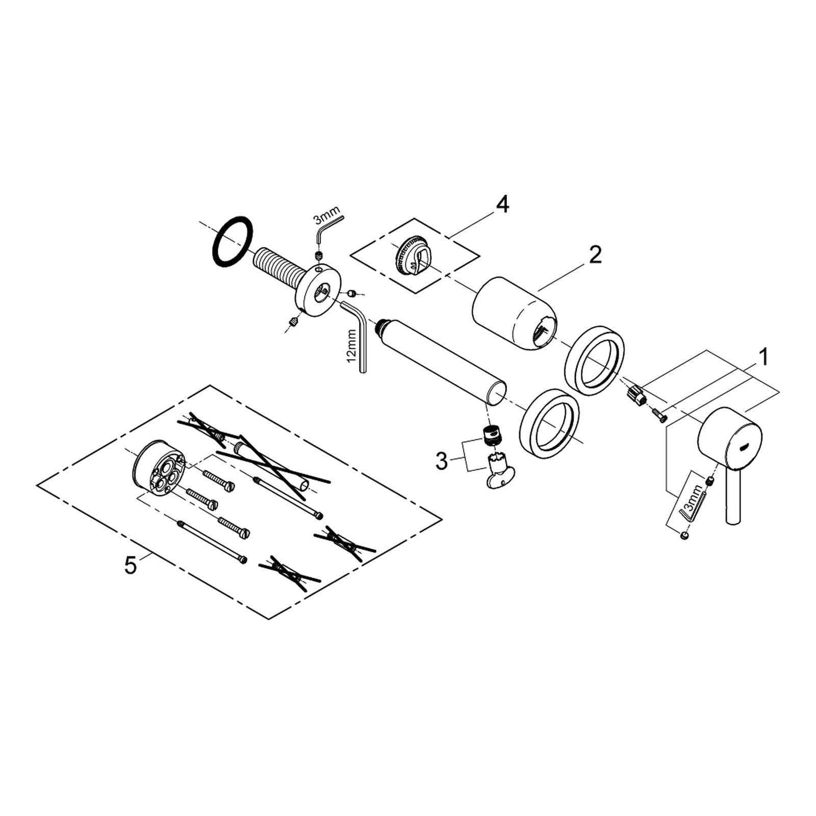 Onderdelentekening Grohe Essence tweegats wastafelmengkraan S-Size