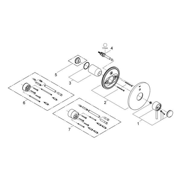 Onderdelentekening Grohe Atrio badmengkraan