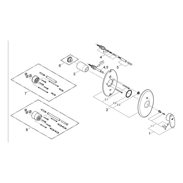 Onderdelentekening Grohe Taron badmengkraan