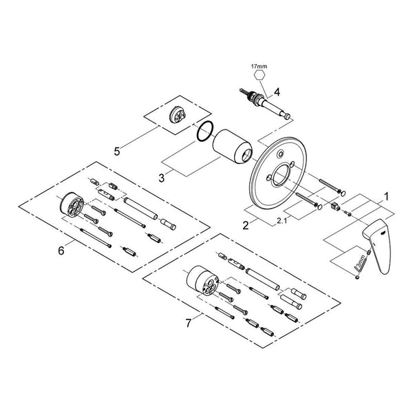 Onderdelentekening Grohe Eurodisc badmengkraan