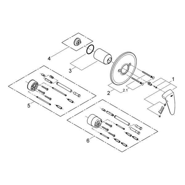 Onderdelentekening Grohe Eurodisc afbouwdeel douchemengkraan