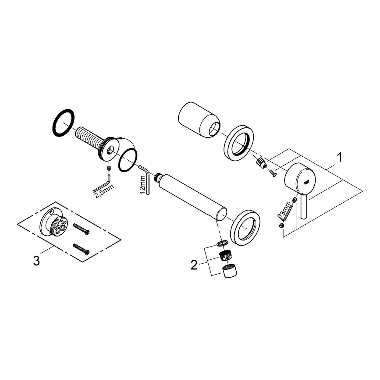 Onderdelentekening Grohe Concetto tweegats wastafelmengkraan S-Size