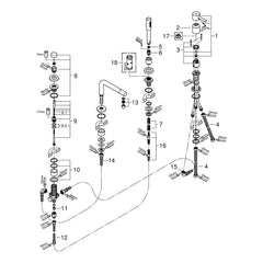 Onderdelentekening Grohe Essence viergats badrandcombinatie