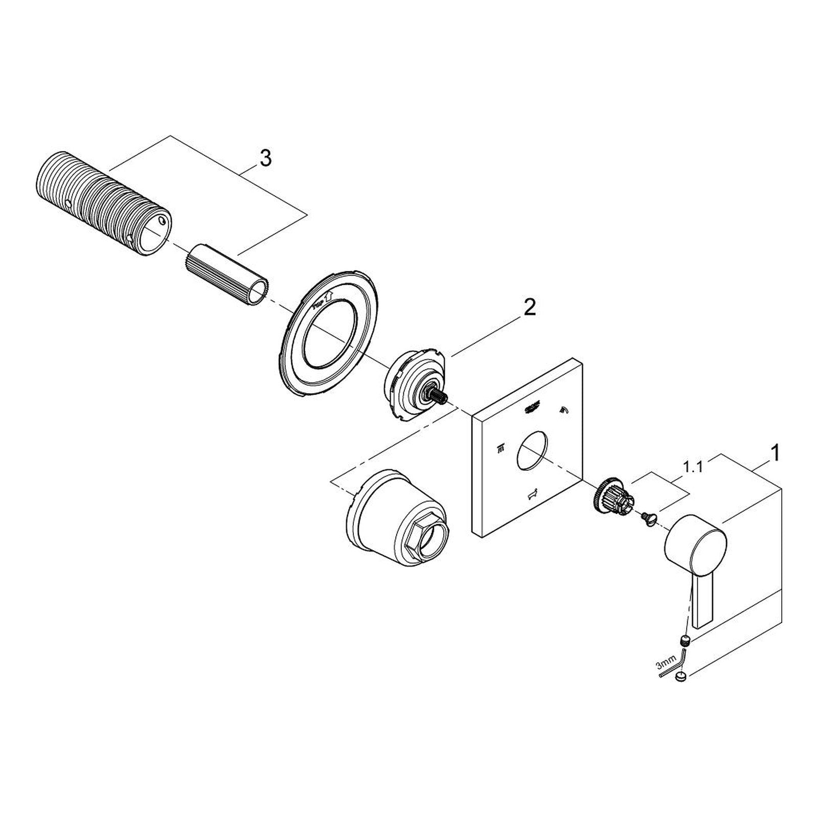 Onderdelentekening Grohe Allure drieweg-omstelling