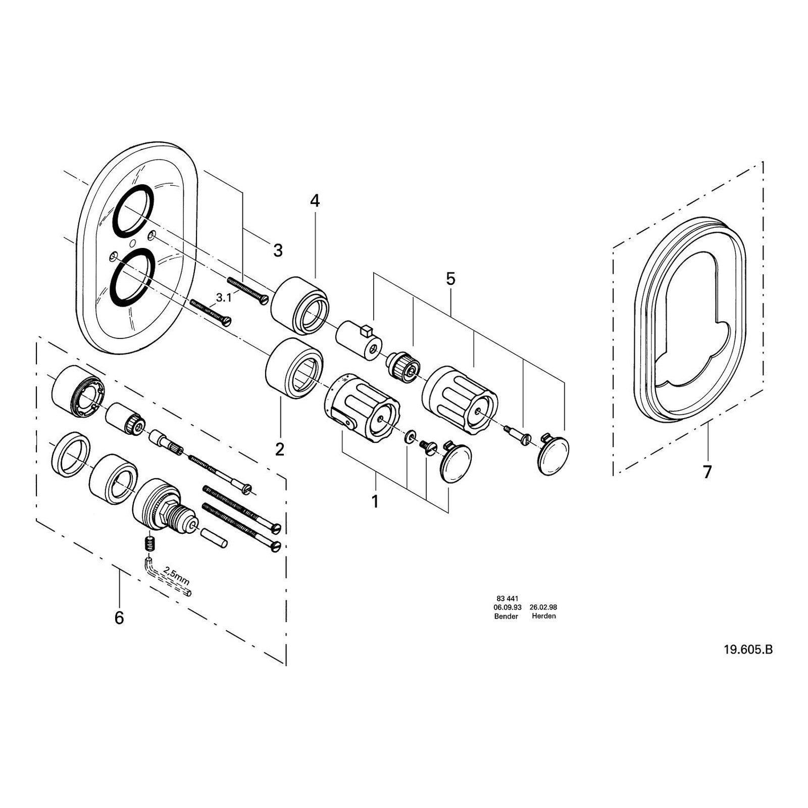 Onderdelentekening Grohe Automatic 2000 douchethermostaat