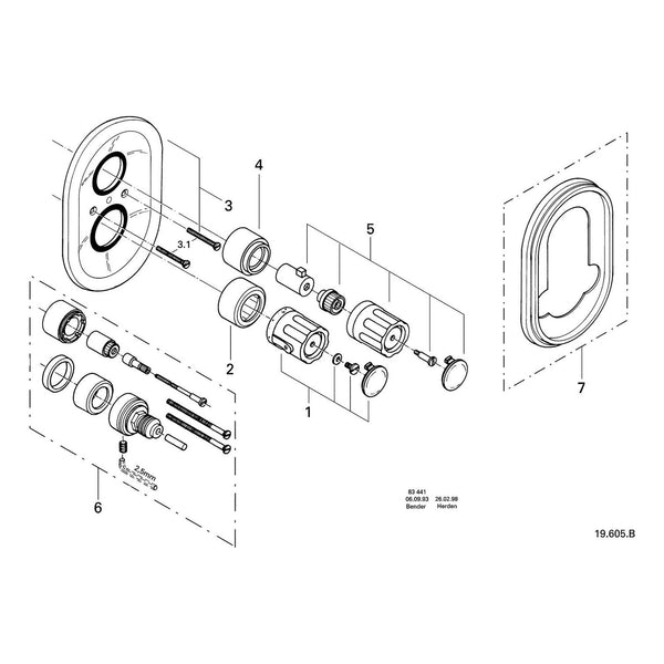 Onderdelentekening Grohe Automatic 2000 douchethermostaat