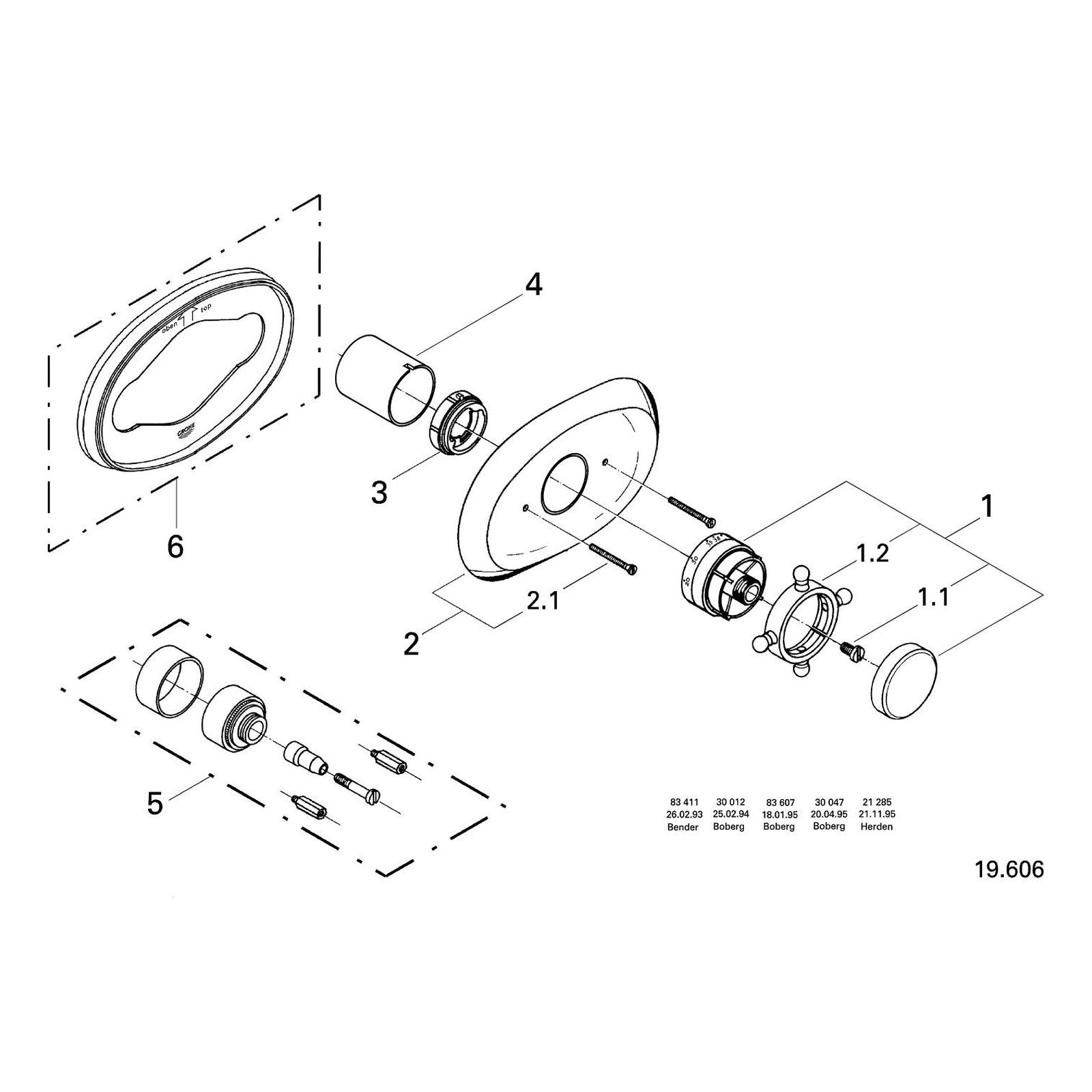 Onderdelentekening Grohe Sinfonia centraalthermostaat