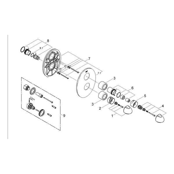 Onderdelentekening Grohe Taron badthermostaat