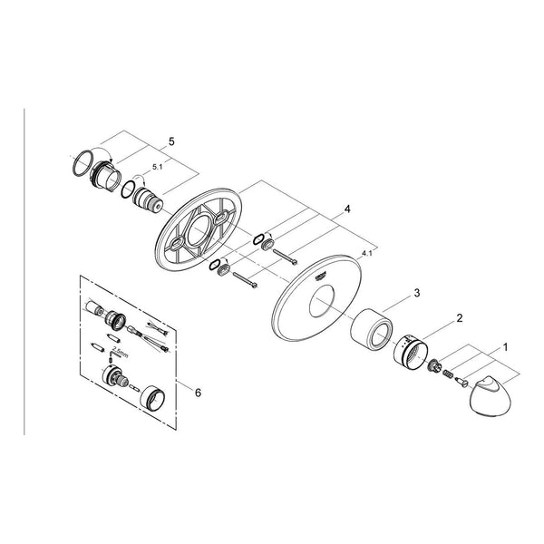 Onderdelentekening Grohe Taron centraal thermostaat