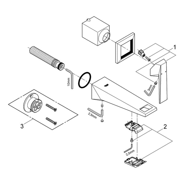 Onderdelentekening Grohe Allure Brilliant tweegats wastafelmengkraan S-Size