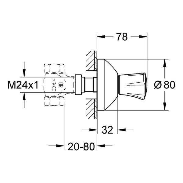 Maattekening Grohe Costa L opbouwdeel