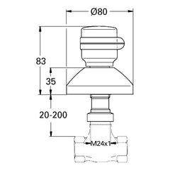 Maattekening Grohe Supra opbouwdeel