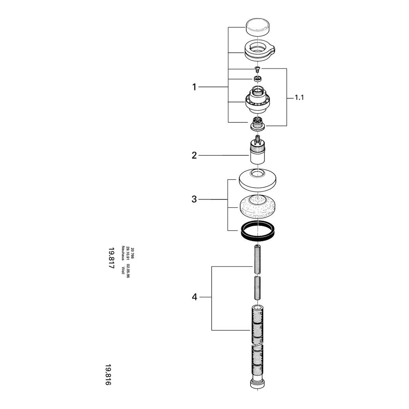 Onderdelentekening Grohe Supra opbouwdeel