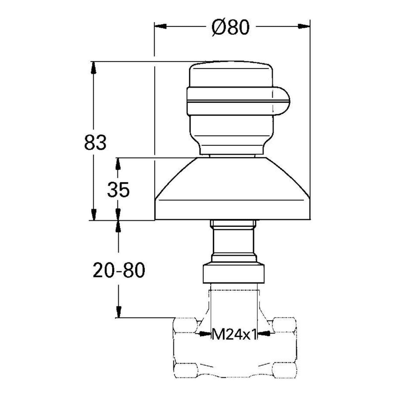 Maattekening Grohe Supra opbouwdeel