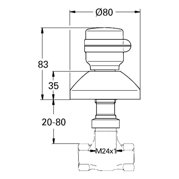 Maattekening Grohe Supra opbouwdeel