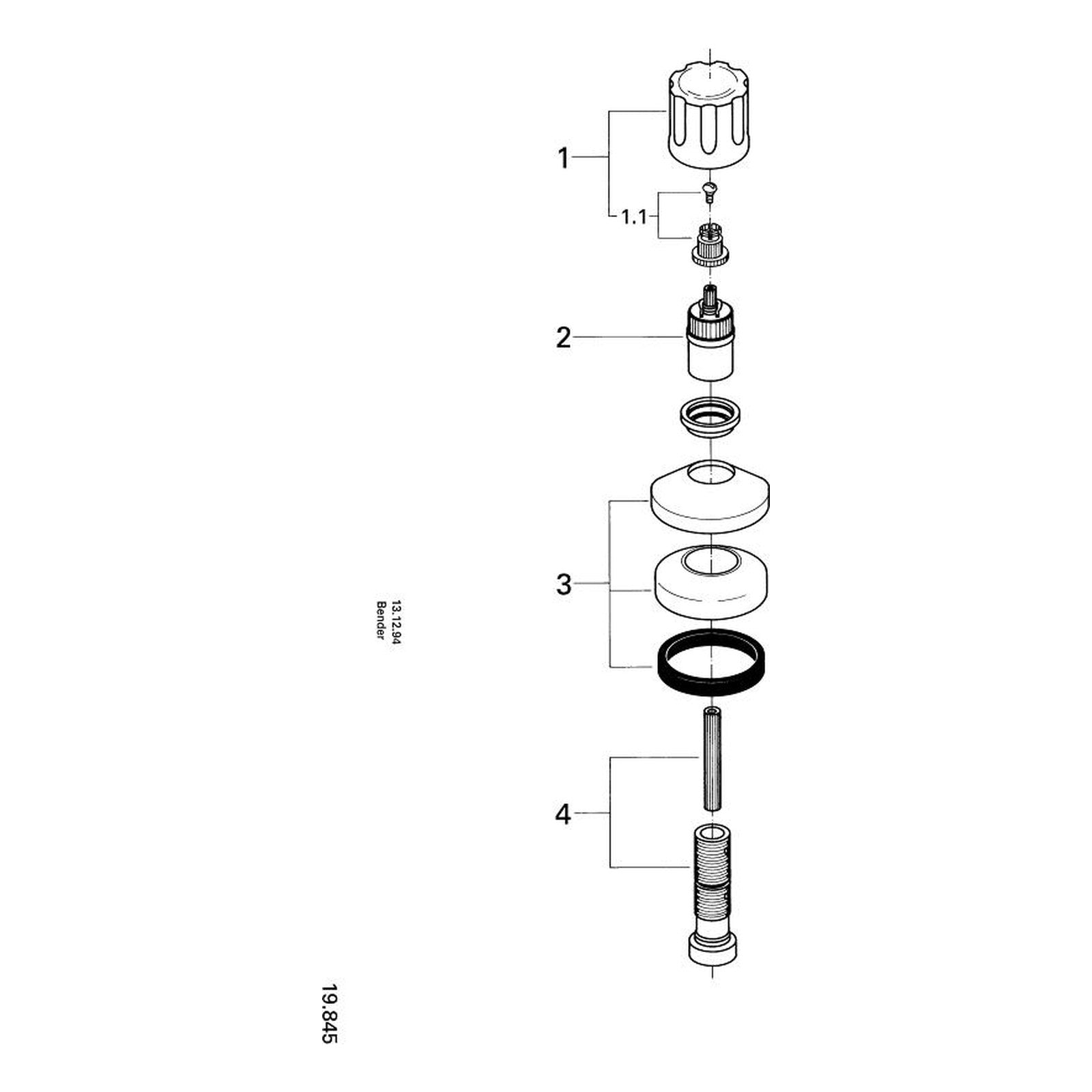 Onderdelentekening Grohe Automatic 2000 opbouwdeel