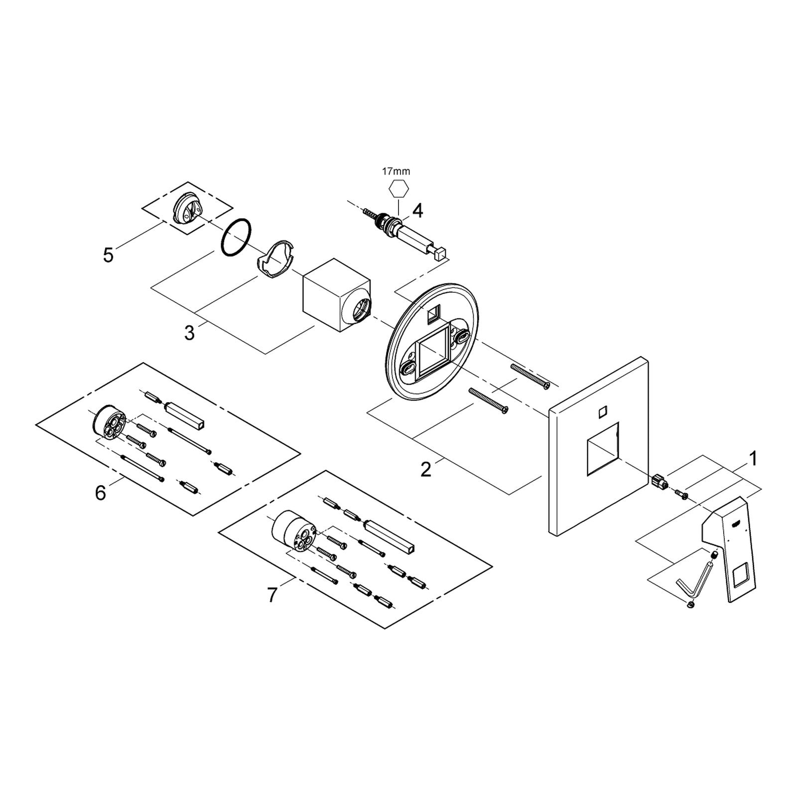 Onderdelentekening Grohe Eurocube badmengkraan