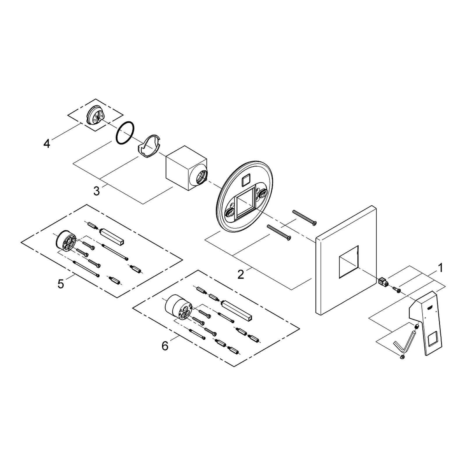 Onderdelentekening Grohe Eurocube douchemengkraan