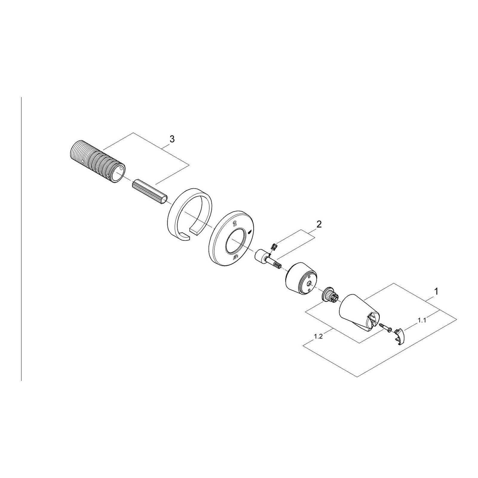 Onderdelentekening Grohe Chiara 2-weg omstelling