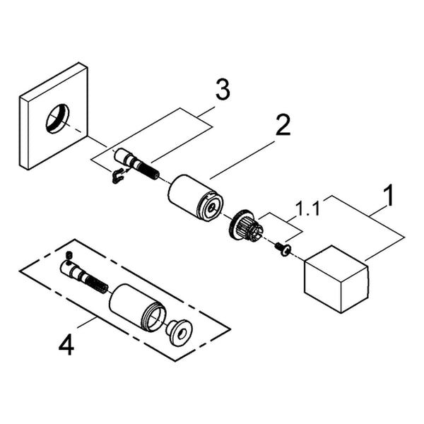 Onderdelentekening Grohe Eurocube opbouwdeel volume bediening