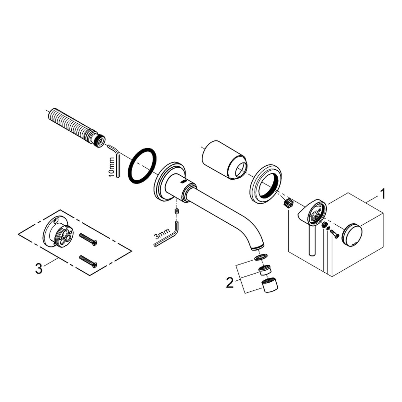 Onderdelentekening Grohe Atrio tweegats wastafelmengkraan M-Size 2011–2018