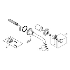Onderdelentekening Grohe Atrio tweegats wastafelmengkraan M-Size 2011–2018
