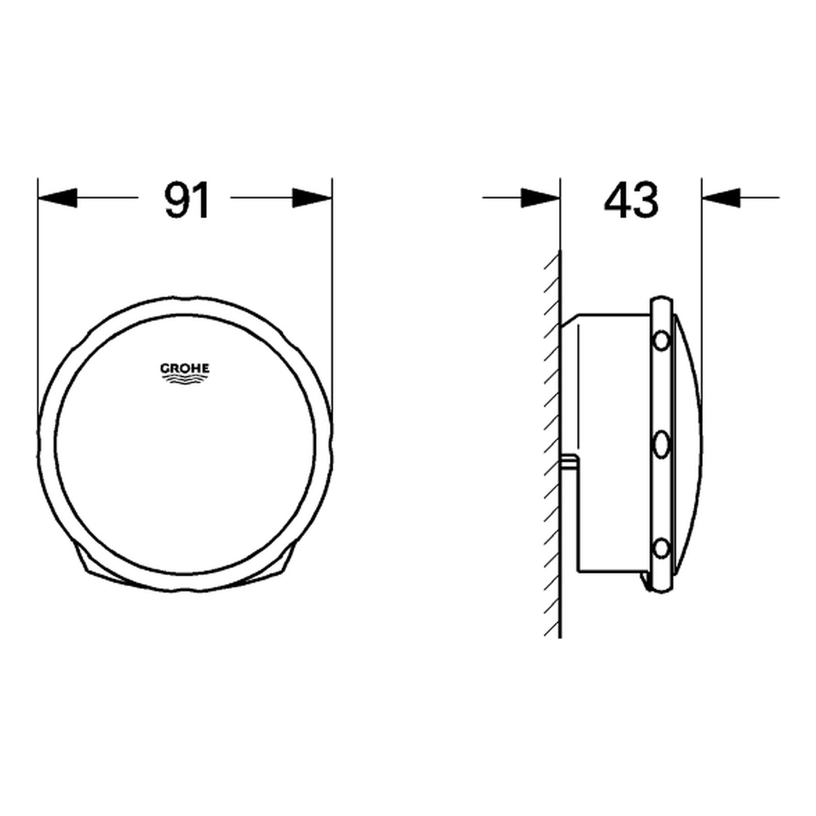 Maattekening Grohe Talentofill badvul-, afvoer- en overloopgarnituur