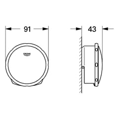 Maattekening Grohe Talentofill badvul-, afvoer- en overloopgarnituur