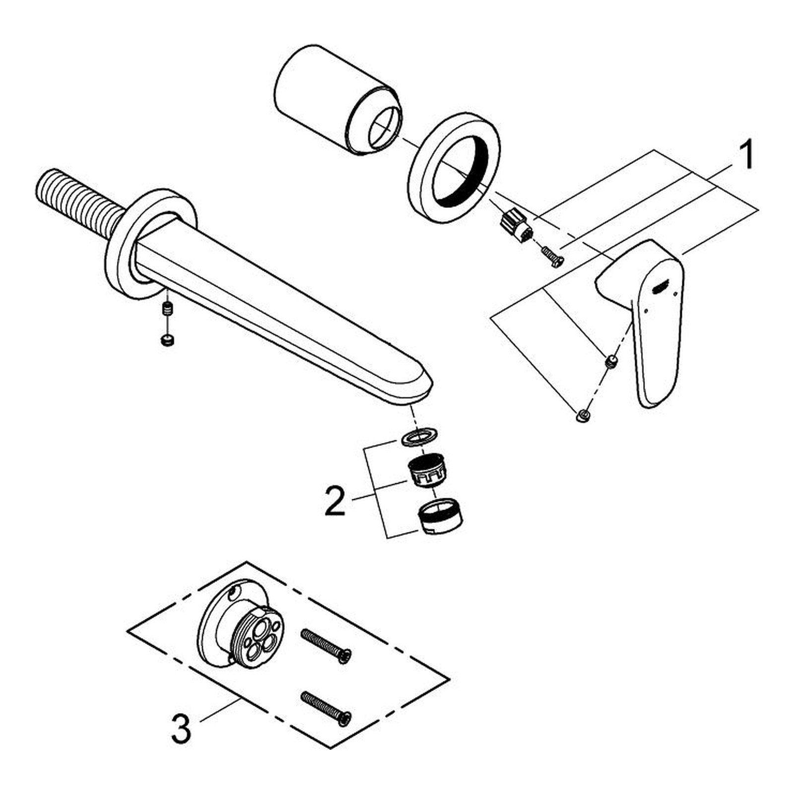 Onderdelentekening Grohe Eurodisc Cosmopolitan 2-gats wastafelkraan L-Size 2013–2019