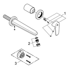 Onderdelentekening Grohe Eurodisc Cosmopolitan 2-gats wastafelkraan L-Size 2013–2019