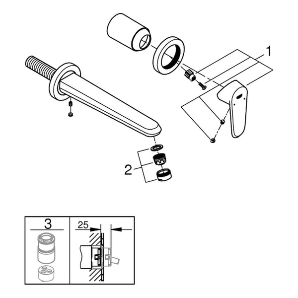 Onderdelentekening Grohe Eurodisc Cosmopolitan 2-gats wastafelkraan L-Size