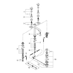 Onderdelentekening Grohe Allure driegats wastafelmengkraan M-Size