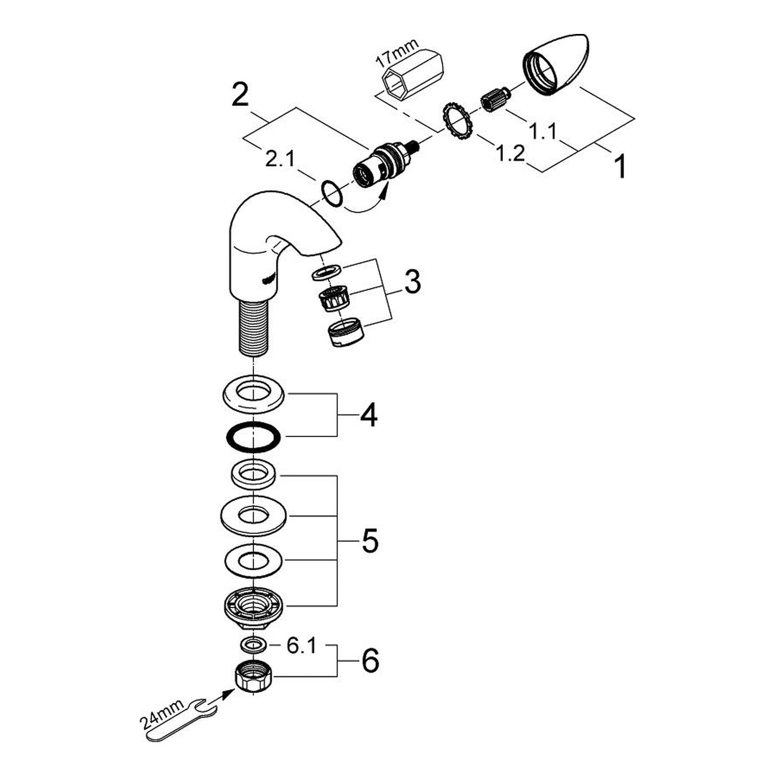 Onderdelentekening Grohe Aria toiletkraan